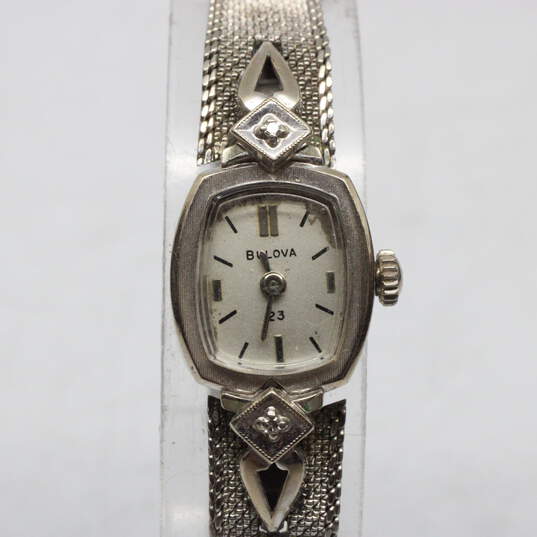 Vintage Bulova 23 Jewel 10K Rolled Gold Plate Diamond Accent Watch-16.7g image number 2