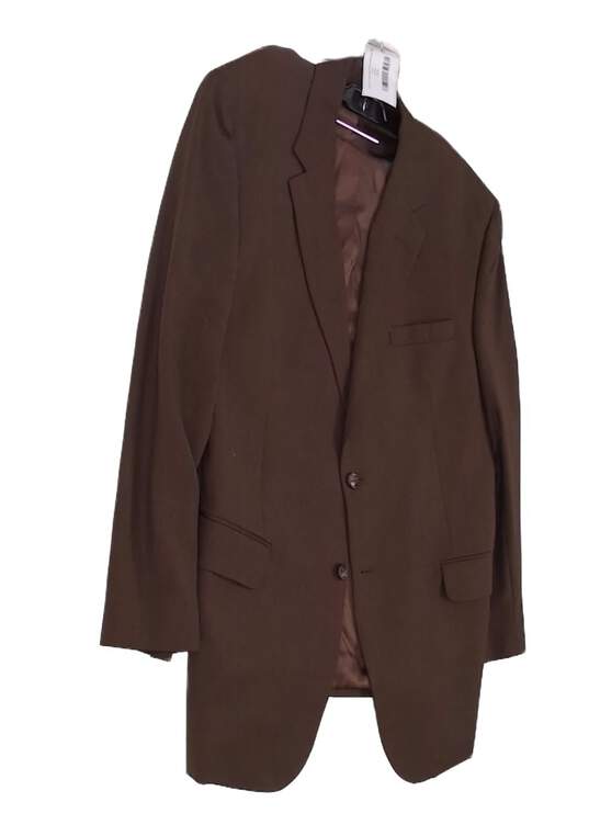 Mens Brown Long Sleeve Notch Lapel Two Button Suit Jacket Size 46R image number 3
