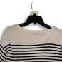 Womens White Blue Striped Boat Neck 3/4 Sleeve Pullover Tunic Top Size M image number 1