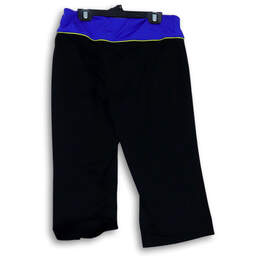 Womens Blue Black Flat Front Elastic Waist Pull-On Cycling Shorts Size M alternative image