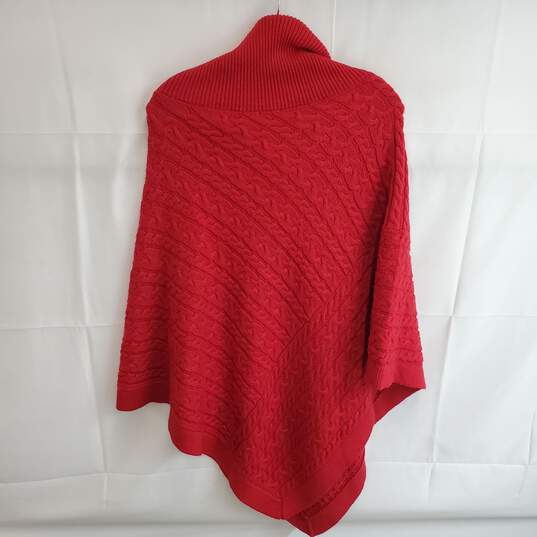 Talbots Red Cable Knit Poncho Sweater NWT Women's Size L image number 2