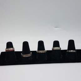 Sterling Silver Crystal SZ 5.5-9.5 Assorted Ring Bundle 5pcs 13.3g