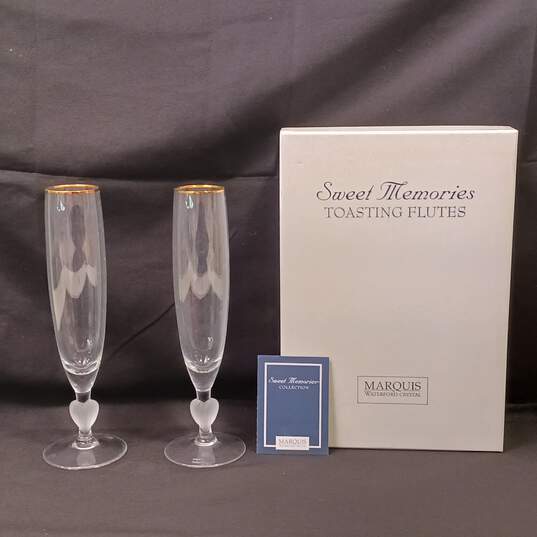 2 Marquis Waterford Crystal Toasting Flutes Set image number 1