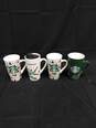 4 Starbucks Holiday Themed Tall Ceramic Coffee Cups 6" image number 1