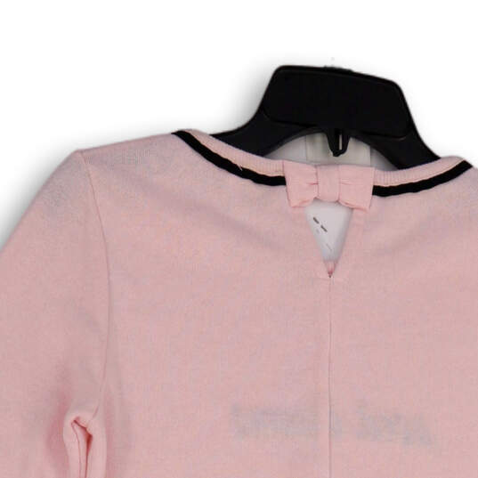 Womens Pink Black Round Neck Sweet Dream Long Sleeve Pullover Sweatshirt XS image number 4
