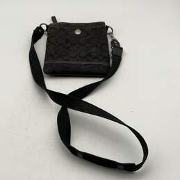 Coach Womens Black Brown Signature Print Adjustable Strap Crossbody Bag Purse