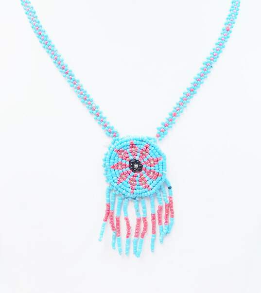 VNTG Artisan Southwestern Style Seed Bead Thunderbird & Flower Jewelry image number 4
