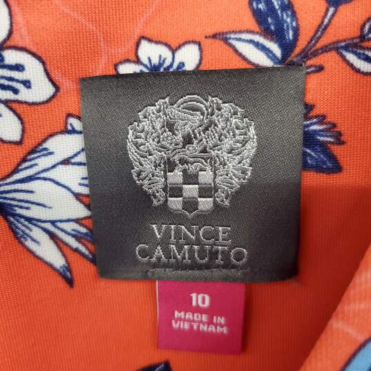 Vince Camuto Coral Floral Patterned Fit & Flare Shift Dress WM Size 10 image number 3