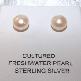 Sterling Silver Stud Earring Set With Freshwater Pearls alternative image