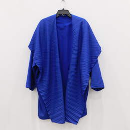 Gianni Versace Blue Wool Pleated Cloak Wrap Top alternative image