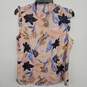 Pink Floral Print Sleeveless High Collar Neck Blouse image number 2