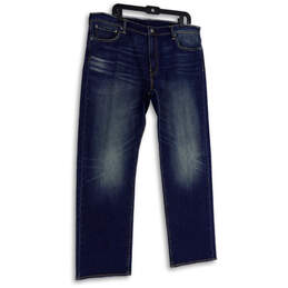 Mens Blue 504 Denim Medium Wash Pockets Straight Leg Jeans Size 38X32