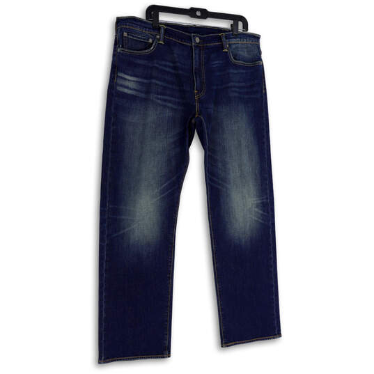 Mens Blue 504 Denim Medium Wash Pockets Straight Leg Jeans Size 38X32 image number 1