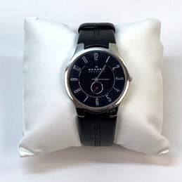 Designer Skagen Silver-Tone Leather Strap Water Resistant Analog Wristwatch