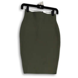 Womens Green Flat Front Elastic Waist Pull-On Straight & Pencil Skirt Sz S alternative image