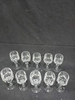 10pc Set of Bavarian Cut Crystal Wine Glasses