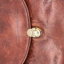 Marino Orlandi Womens Brown Leather Adjustable Strap Push Lock Crossbody Bag