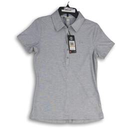 NWT Womens Gray Heather Short Sleeve Collared 4 Button Polo Shirt Size S