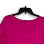 NWT Womens Purple Scoop Neck 3/4 Sleeve Back Button Blouse Top Size M image number 4