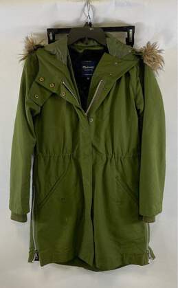 Madewell Womens Green Waterproof Long Sleeve Hooded Parka Jacket Size XXS