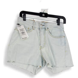 NWT Womens Blue Denim Stretch Pockets High Waist Cut-Off Shorts Size 26