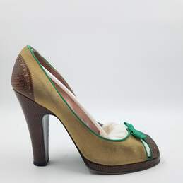 Marc Jacobs Peep Toe Heel Women's Sz.38 Green/Khaki