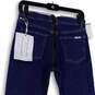 NWT Womens Blue Denim Medium Wash Pockets Back Zip Straight Leg Jeans Sz 27 image number 4