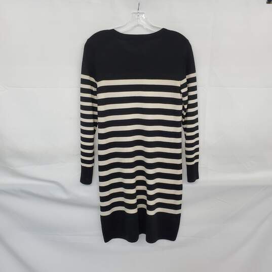 LOFT Petites Black & White Stripe Knit Midi Sweater Dress WM Size SP NWT image number 2
