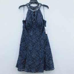 Morgan & Co Women's Navy Blue Sequin Sleeveless Dress NWT size 13/14