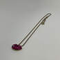 Designer Betsey Johnson Gold-Tone Hot Pink Glitter Lips Pendant Necklace image number 3