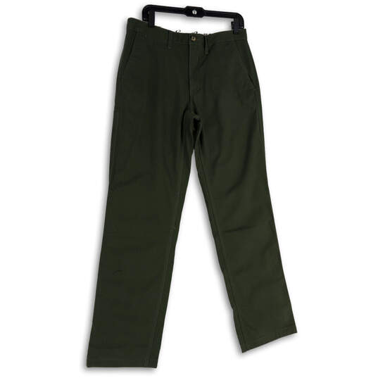 Womens Green Flat Front Slash Pocket Straight Leg Chino Pants Size 32x34 image number 1