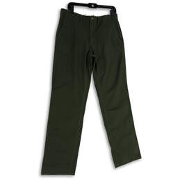 Womens Green Flat Front Slash Pocket Straight Leg Chino Pants Size 32x34