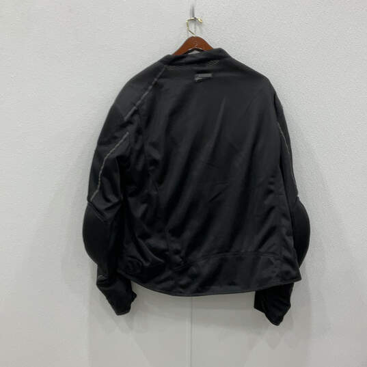 Mens Black Long Sleeve Side Pockets Full-Zip Motorcycle Jacket Size 3XL image number 1