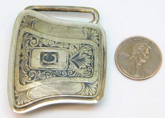 Vintage Silver Plated C Initial Monogram Etched Filigree Belt Buckle 24.8g image number 10