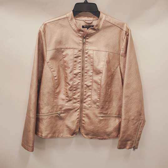 Baccini Women Pink Faux Leather Jacket 1XL image number 1