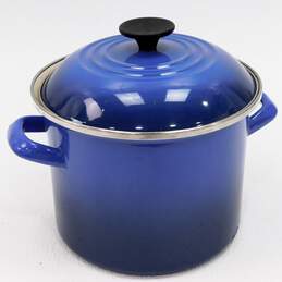 Le Creuset Blue Enamel On Steel Stock Pot With Lid alternative image