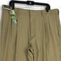 NWT Mens Tan Flat Front Classic Fit Pleated Dress Pants Size 38/29 image number 3
