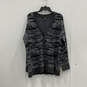 Womens Black Gray Long Sleeve V-Neck Button Front Cardigan Sweater Size 1X image number 1