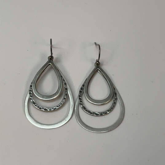 Designer Silpada 925 Sterling Silver Tri Textured Teardrop Dangle Earrings image number 3