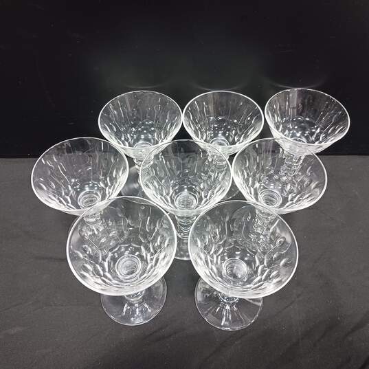 8pc. Set of Vintage Clear Crystal Champagne Glasses image number 2
