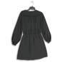 White House Black Market Womens Black Neck-Tie Long Sleeve Blouson Dress Size 4 image number 2