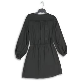 White House Black Market Womens Black Neck-Tie Long Sleeve Blouson Dress Size 4 alternative image