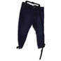 Womens Blue Dark Wash Stretch Pockets Ankle Lace Denim Capri Jeans Size 26 image number 1
