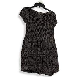 Womens Black Geometric Short Sleeve V-Neck Button-Down Shirt Dress Size XS alternative image