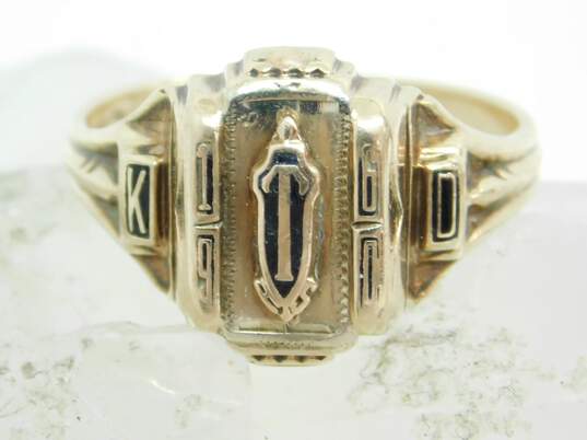 Vintage 10K Gold Black Enamel Class Ring 4.6g image number 7