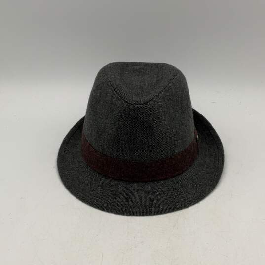 Stetson Mens Gray Round Wide Brim Leather Trim Fedora Hat Size 55 image number 3