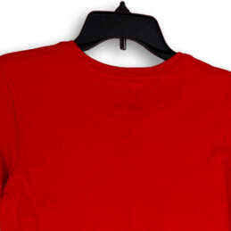 Womens Red Crew Neck Short Sleeve Slim Fit Pullover T-Shirt Size Medium