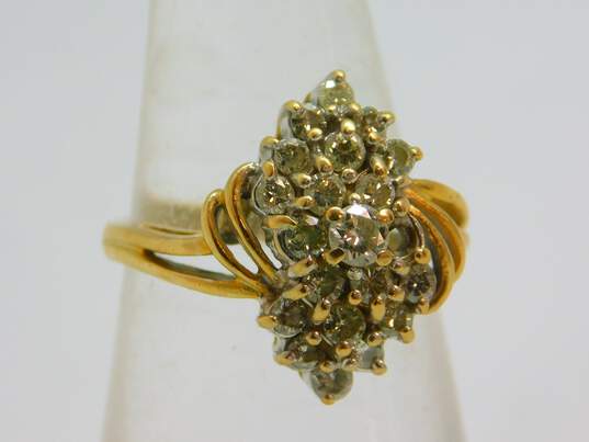 14K Yellow Gold 0.67 CTTW Diamond Cluster Ring 4.6g image number 1