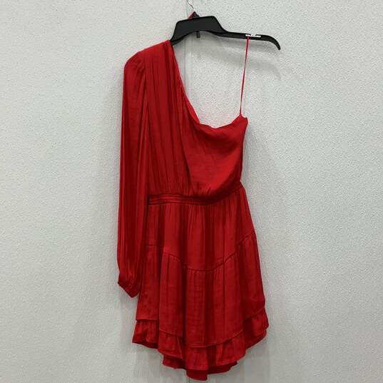 NWT Womens Red Zinnia One Shoulder Asymmetrical Sleeve Tiered Mini Dress Size XS image number 2