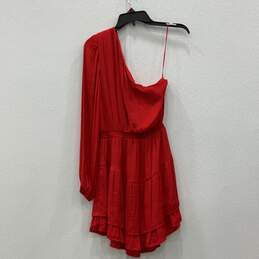 NWT Womens Red Zinnia One Shoulder Asymmetrical Sleeve Tiered Mini Dress Size XS alternative image